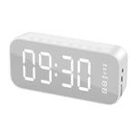 58bh Alarm Clock Radio with Bluetooth Speakers, Digital Clocks Bedside with USB Charging Port, Dual Alarm with Snooze LED Mirror Time Display, FM Radio, AUX TF Card, Dimmable