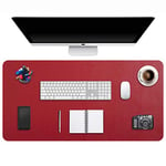 DOBAOJIA Tapis de Souris Grand Prolongé Mouse Pad Mat XXL sous Main Bureau en Cuir Tapis de Portable Pad Écriture pour Bureau/Domicile, PU Étanche + Suède Antidérapant 90 x 43 cm (Bordeaux Rouge)