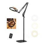 Latest Ring Light with Tripod Stand & Phone Holder Overhead Phone Camera Mount with Remote Control,Evershop 10” Ringlight Tripod Stand for iPhone Flexible Stable Light for Video,Photo,Streaming,Vlog