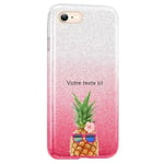 Coque Iphone 7 et 8 et SE 2020 paillettes rose tie ananas lunettes personnalisee