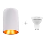 Taklampa AGGE Goldie, GU10, Vit + 7W lampa