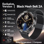 2024Uutta Huawei Sports Smart Rannekoru Miesten Watch 1,85 Amoled-Näyttö Gps-Kompassi Korkeusmittari Vedenpitävä Bluetooth Call Smartwatch_Black Mesh Belt 2A_1.85 inch HD Screen