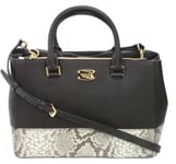 Michael Kors Kellen Bag Dark Sand Brown Snakeskin Pattern Satchel Medium