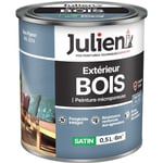 Julien - Peinture Bois Microporeux Extérieur Satin - Portes, fenêtres, portails, mobilier de jardin - Bleu Pigeon 0,5 l