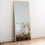 NeuType Miroir Pleine Longueur 150 x 40 cm HD Miroir Debout à Suspendre ou à Poser sur Le Mur Miroir Grand Miroir Mural pour Salon, Chambre, Salle de Bain et vestiaire rectangulaire doré