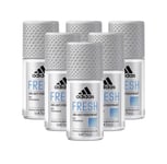 Adidas Men Fresh Deodorant Antiperspirant Roll-On 50ml 3, 6 Pack