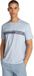 Tommy Hilfiger Central Chest Stripe Tee MW0MW37443 T-Shirt S/S, Blue (Breezy Blue), L Homme