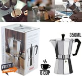 6 Cup Coffee Maker Espresso Stove Top Aluminium Percolator Moka Pot 350ml