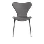 Fritz Hansen - 3107 Sjuan - Helklädd, Läder, Embrace Concrete Grey - Matstolar - designer_arne_jacobsen - Grå - Läder/Metall/Trä