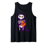 mexican halloween cat skeleton pumpkin purple skull gothic Tank Top