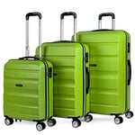 ITACA - Set of 3 Rigid Travel suitcases 4 Wheels Trolley 55/67/77 cm abs. Resistant and Lightweight. Luggage. Small Cabin Approved, Medium and Large., Pistachio