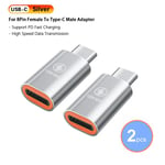 Adaptateur 8 Broches Femelle À Type C Mâle Pd 20w 120w,Convertisseur De Charge Rapide,Connecteur Tipo C Pour Iphone 14 13 12 Ipad Pro - Type Silver 2pcs