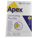 Fellowes Apex A3 Light Laminating Pouches 2 x 75 microns - Clear (100 Pack) 6001901