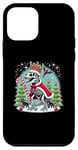 Coque pour iPhone 12 mini Funny Xmas King T-Rex Noël avec chat en sucre d'orge