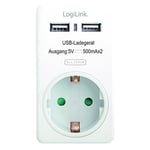 LogiLink PA0057 Adaptateur de prise USB (passthrough) avec 2x ports USB 500 mA pour charger des appareils avec fonction de chargement USB