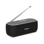 TechniSat VIOLA BT 1 - enceinte Bluetooth portable avec radio numérique DAB+ (FM, horloge, minuterie, mémoire des favoris, écran LCD, fonction mains libres, AUX, batterie rechargeable, 6W) noir/gris