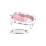 Baignoire pliable pour bébé de 0 à 8 ans avec tapis de bain pour bébé, filet de bain pour bébé, sûr et antidérapant, gain de place, adapté aux bébés