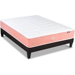 Bellecour - literie Ensemble lilas 140x190 cm Matelas Mémoire de forme + Sommier Bois