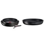 Tefal Ingenio, Lot de 3 pièces, Poêles 24 et 28 cm + poignée, Induction, Revêtement antiadhésif & Ingenio Eco Resist Poêle 26 cm, Empilable, Induction, Revêtement antiadhésif