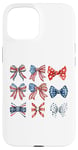 iPhone 15 Red White And Blue American Coquette Bows Funny 4th Of July Case