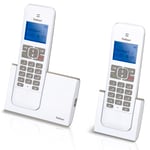 Profoon DECT Twin téléphones,Grandes Touches, téléphone sans Fil, qualité sonore supérieure, Gris/Blanc