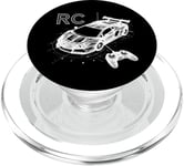 Voiture RC 3D Wireframe - Télécommande Vintage Lover Racing Lover PopSockets PopGrip pour MagSafe