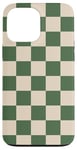 iPhone 13 Pro Max Green and Cream Classic Checkered Big Vintage Checkerboard Case