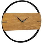 Horloge murale aspect boisé, moderne, analogue, pour la cuisine, salon, entrée et bureau, ø 30 cm, marron/noir - Relaxdays