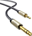 Câble Audio Jack 3.5mm vers 6.35mm Câble Jack Stéréo Nylon Tressé Compatible avec Piano Électronique Amplificateur de Guitare Table de Mixage Ordinateur Smartphone Casque Chaîne HiFi (1M)