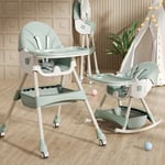 Magicfox - Chaise haute pour bébé enfant hauteur réglable avec harnais 5 points, Plateau Amovible, 3 en 1, Chaise Enfant à roulettes, - Vert