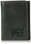 Timberland PRO Portefeuille à Trois Volets en Cuir RFID avec fenêtre pour Carte d'identité, Noir/Brandy, Taille Unique Homme