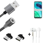 Câble de données + écouteurs pour Motorola G8 a. USB de type C et Micro-USB