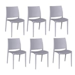 Chaise Salle à Manger Set Altea Plastique Gris Claire Modèle Confort X 6