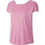 Nike W NP Dry Elastika SS Top Essnt T-Shirt Femme Magic Flamingo/Barely Rose/(White) FR: S (Taille Fabricant: S)