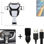  For POCO X6 Airvent mount + CHARGER holder cradle bracket car clamp