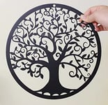 RESACO Décoration murale arbre de vie en métal - 27,9 cm - Arbre de vie - À suspendre - Pour salle de bain, cuisine, salon, chambre à coucher, intérieur et extérieur (noir)