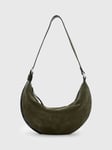 AllSaints Half Moon Suede Crossbody Bag, Green