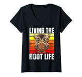 Womens Living the Hoot Life Owl V-Neck T-Shirt