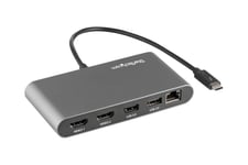 StarTech.com Thunderbolt 3 Mini Dock - Portable Dual Monitor w/HDMI 4K 60Hz - 2X USB-A Hub (3.2/2.0), GbE - 28cm Cable - TB3 Multiport Adapter - Mac/Windows - Upgraded Version of TB3DKM2HD (TB3DKMHDL) - dockingstation - Thunderbolt 3 - 2 x HDMI - 1GbE