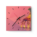 Horloge murale en verre 40x40cm Silencieuse Girafe moderne graphique Wall Clock