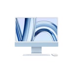 iMac 24-tommer Apple M3 med 8‑kjerners CPU, 8‑kjerners GPU / 24 GB / 512 GB SSD / Ingen / Magic Mouse og Magic Trackpad / Magic Keyboard / Blå
