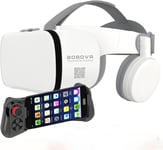 Casque Réalité Virtuelle 3d Vr Avec Télécommande, Visionneuse Vr Stéréo Pour Films Jeux Imax Lunettes Vr Sans Fil Bluetooth Compatibles Avec Iphone Ios/Android De 4,7-6,3"" ( Color : White , Size : 05