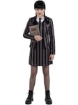 Smiffys Kids Gothic School Uniform Costume Dress with Mock Jacket, Shirt & Tie, Halloween Child Fancy Dress, Gothic Schoolgirl Dress Up Costumes