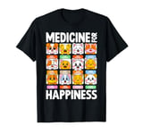 Medicine for Happiness Pill Box Animals Dog Breeds Puppies T-Shirt