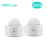 Zigbee-Mini détecteur de mouvement PIR,capteur d'alarme antivol de sécurité infrarouge passif,lumière lumineuse Lux,2 en 1,Tuya - Type With Lux 2pcs