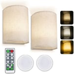 Lot De 2 Appliques Murales Intérieures à Intensité Variable, Applique murale rechargeable, Abat-Jour en Tissu Beige for Chambre, Salon, Couloir