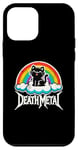 Coque pour iPhone 12 mini Death Metal Cat Rainbow Bracelet en métal lourd pour enfants