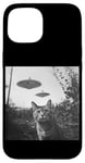 Coque pour iPhone 15 Cat Selfie with UFO Weird 50s Photo -