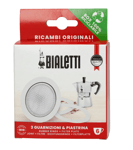 Bialetti 0800034, Set Med Filterhållare Och Tätning, Bialetti Moka Express, Silver, Vit, Gjuten Aluminium, Gummi