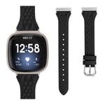 Klokkerem i ekte skinn for Fitbit Versa 4 Sort